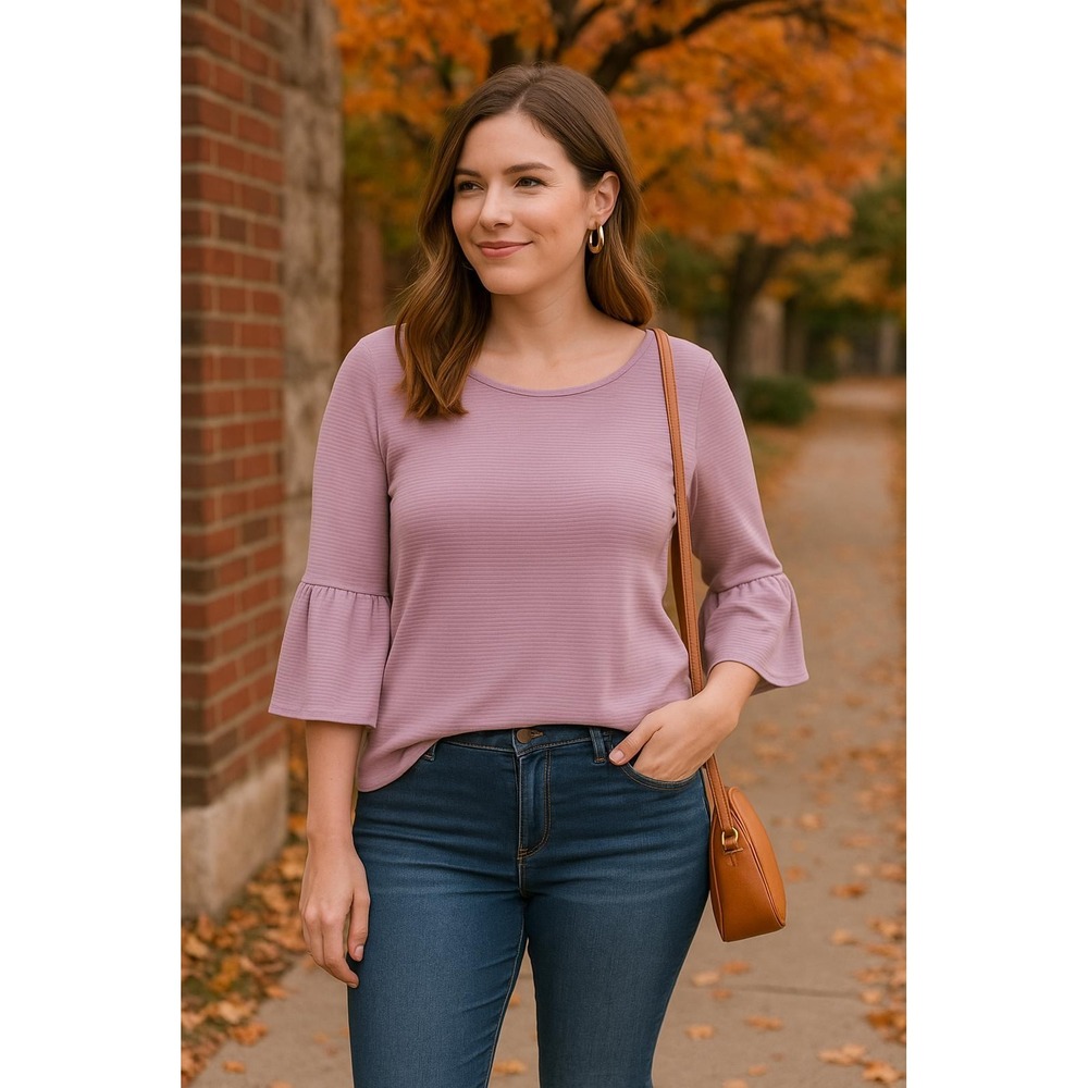 Tahari Effortless Belle Sleeve Top Size L | Chic Soft Girl Feminine